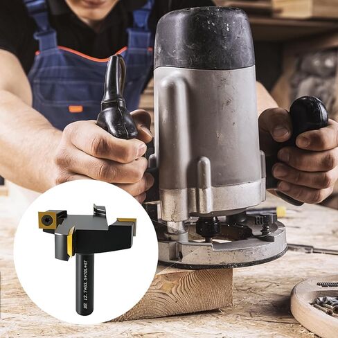 Slab Flattening Router Bit, 1/2" Shank, 1/2" Shank, 4 Wings, 2-1/2" Cutting Diameter, Coated Insert Carbide Slab Flattening Router Bit for Woodworking in Kuwait