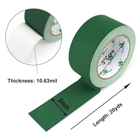 BOMI PACK TAPE Dark Green Gaffer ، غير عاكسة غير غير متيح ، 1 بوصة × 20 عامًا لا يوجد شريط لاصفي للدموع للدموع لعلم العلامات ، والكابل ، والمرحلة ، واستوديو الصور ، والرسامين ، وإصلاح القناة ، 1 حزمة in Kuwait
