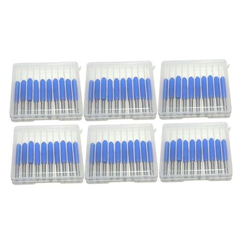 60Pcs High-Durability Solid Carbide V-Shaped Router Bits 30° Point Angle 0.1mm Tip Size 32mm Shaft Length 3.175mm Shank for Precision Circuit Board Etching in Kuwait