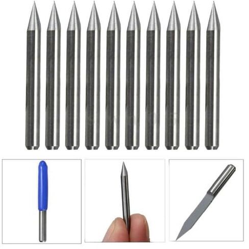 60Pcs High-Durability Solid Carbide V-Shaped Router Bits 30° Point Angle 0.1mm Tip Size 32mm Shaft Length 3.175mm Shank for Precision Circuit Board Etching in Kuwait