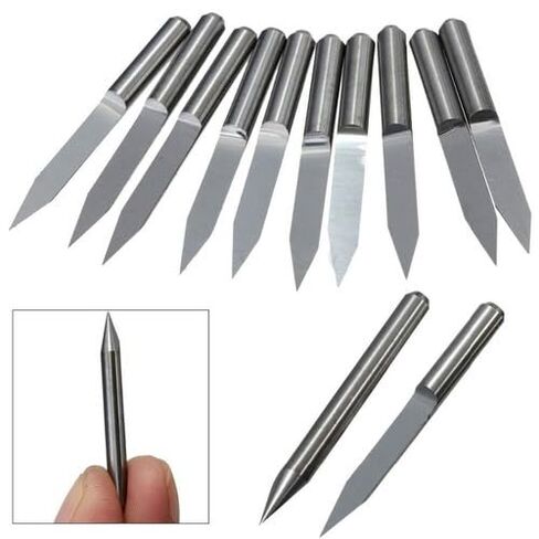 60Pcs High-Durability Solid Carbide V-Shaped Router Bits 30° Point Angle 0.1mm Tip Size 32mm Shaft Length 3.175mm Shank for Precision Circuit Board Etching in Kuwait