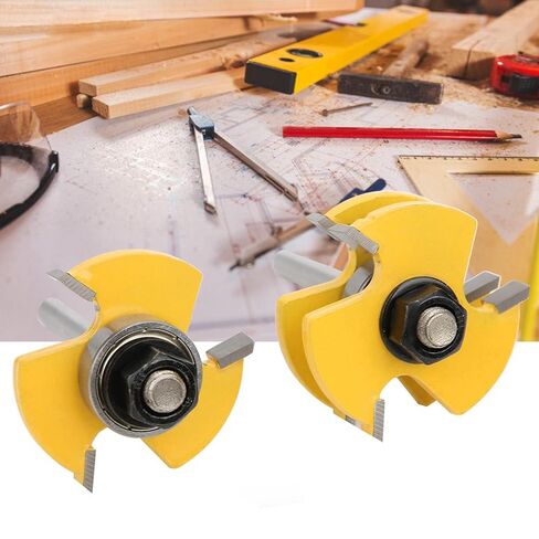 T شكل راوتر بت 3 أسنان 1/4 عرقوب أداة نجارة مع شفرات سبيكة للخشب MDF ألواح حبيبية الخشب الرقائقي لوحة مدمجة 2 قطعة عدة in Kuwait