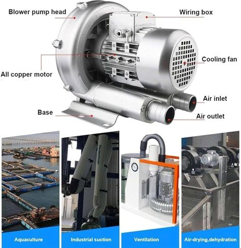 High-Pressure Vortex Blower Vacuum Pump 750W for Air Blowing & Suction, 220V/50Hz - Ideal for Sewage Aeration & Aquariums, Powerful 1.01HP Performance in Saudi Arabia