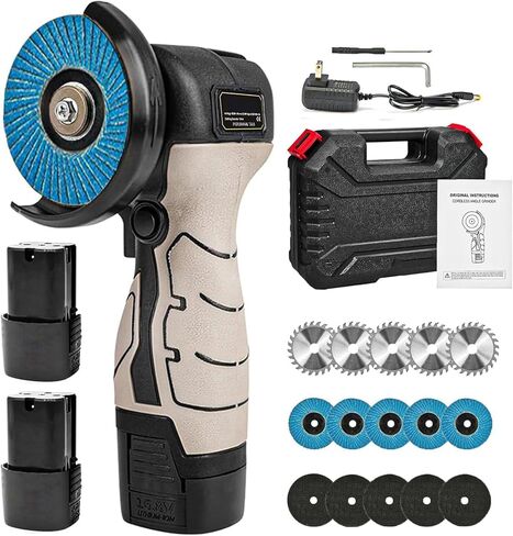 Cordless Brush Angle Grinder Kit,16.8V Angle Grinder with 2X2000mAh Batteries And 20-Cutting Discs,7000RPM Mini Electric Angle Grinding Tool,Suitable for Cutting, Polishing, Grinding And Derusting in Kuwait