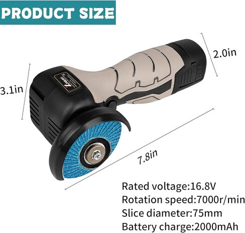 Cordless Brush Angle Grinder Kit,16.8V Angle Grinder with 2X2000mAh Batteries And 20-Cutting Discs,7000RPM Mini Electric Angle Grinding Tool,Suitable for Cutting, Polishing, Grinding And Derusting in Kuwait