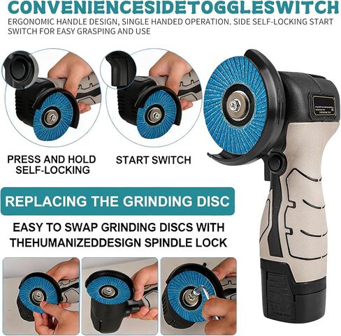 Cordless Brush Angle Grinder Kit,16.8V Angle Grinder with 2X2000mAh Batteries And 20-Cutting Discs,7000RPM Mini Electric Angle Grinding Tool,Suitable for Cutting, Polishing, Grinding And Derusting in Kuwait