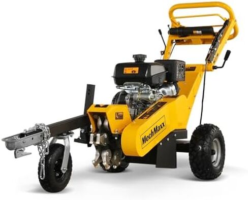 MechMaxx 12 Inch DUCAR 420cc 15HP Gasoline Engine Root Stump Grinder Tree Stump Removal, 8pcs Alloy Teeth, 12'' Cutting Height And 10'' Cutting Depth, Wheel Brake System, SGR1500 Yellow in Kuwait