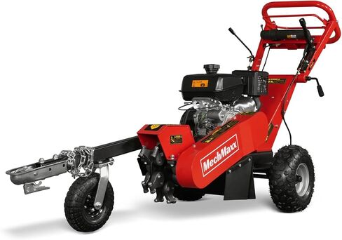 MechMaxx 12 Inch DUCAR 420cc 15HP Gasoline Engine Root Stump Grinder Tree Stump Removal, 8pcs Alloy Teeth, 12'' Cutting Height And 10'' Cutting Depth, Wheel Brake System, SGR1500 Yellow in Saudi Arabia