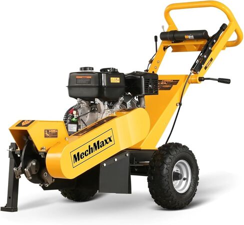 MechMaxx 12 Inch DUCAR 420cc 15HP Gasoline Engine Root Stump Grinder Tree Stump Removal, 8pcs Alloy Teeth, 12'' Cutting Height And 10'' Cutting Depth, Wheel Brake System, SGR1500 Yellow in Saudi Arabia