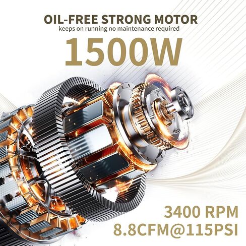 BairDplusL ضاغط هواء فائق الهدوء سعة 14.5 جالون 110 فولت/60 هرتز 1.5 حصان 8.8CFM MAX 115PSI خزانات فولاذية خالية من الزيت 70 ديسيبل مستوى ضوضاء خفيف وضاغط هواء محمول هادئ مع عجلات لإصلاح السيارات in Kuwait