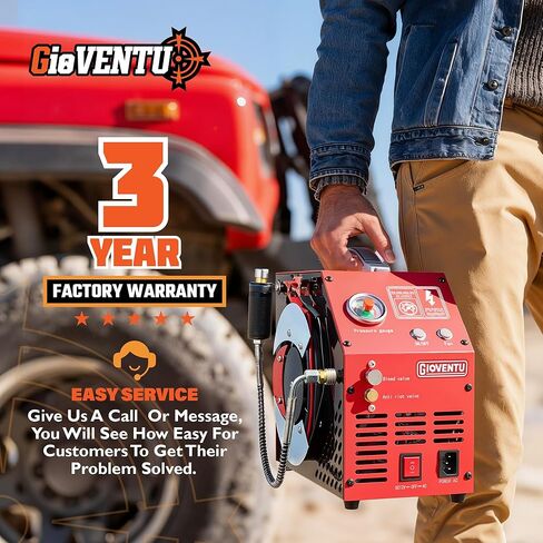 𝐔𝐩𝐠𝐫𝐚𝐝𝐞𝐝 4500PSI/30Mpa Pcp Air Compressor, 350W Portable PCP Compressor, AC-110V/220V/DC-12V, Auto Shut-off, Oil/Water-Free, PCP Airgun Compressor for Paintball, Air Rifle in Kuwait