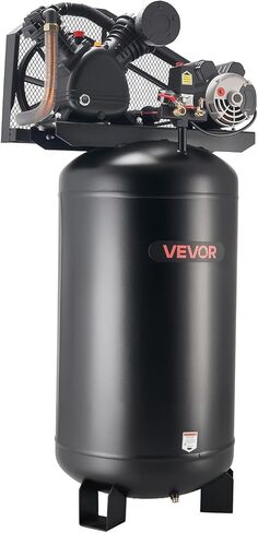 VEVOR 60 Gallons Heavy-Duty Air Compressor, 5HP 12 SCFM at 90PSI Air Compressors Max 145PSI Pressure, Oil-Lubricated Compressor Tank for Industrial Manufacturing, Large Workshops (230V 60Hz, No-Plug) in Kuwait