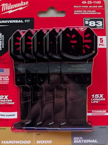 مجموعة شفرات MILWAUKEE Open-LOK Universal Fit المتأرجحة متعددة الأدوات، 5 قطع، ثنائية المعدن مشحونة بالتيتانيوم، أسنان يابانية، للخشب والخشب الصلب والجدران الجافة والبلاستيك in Kuwait