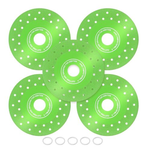 5 Pcs Glass Cutting Disc, 110/115MM Vacuum Brazed Ultra-Thin Multi-Pore Flat Abrasive Sheet Disc for Grinding Jade, Crystal, Wine Bottles, Tile(Size:4.5'') in Kuwait