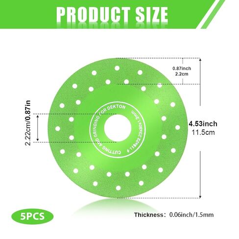 5 Pcs Glass Cutting Disc, 110/115MM Vacuum Brazed Ultra-Thin Multi-Pore Flat Abrasive Sheet Disc for Grinding Jade, Crystal, Wine Bottles, Tile(Size:4.5'') in Kuwait