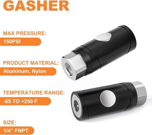 GASHER 1/4" Female Industrial Coupler, 2PCS Push-Button Safety Coupler, I/M Type in Kuwait