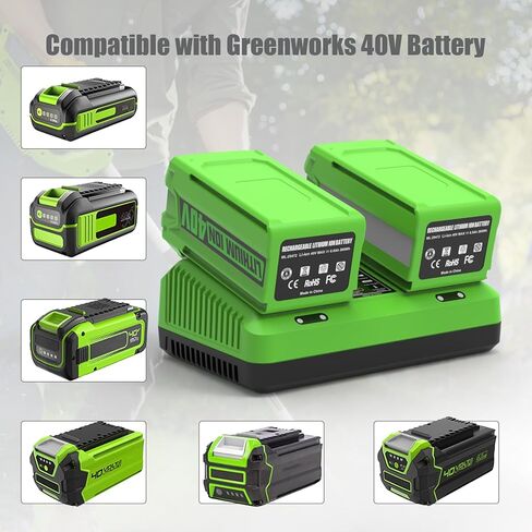 2-Port 40V بديل لشاحن بطارية Greenworks 40v متوافق مع 29482 29252 20202 22262 29472 29462 in Kuwait