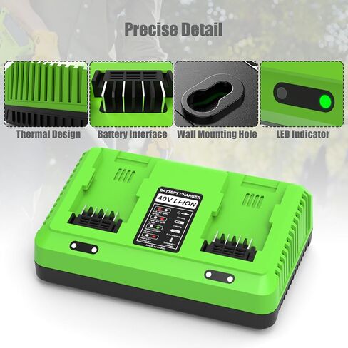2-Port 40V بديل لشاحن بطارية Greenworks 40v متوافق مع 29482 29252 20202 22262 29472 29462 in Kuwait