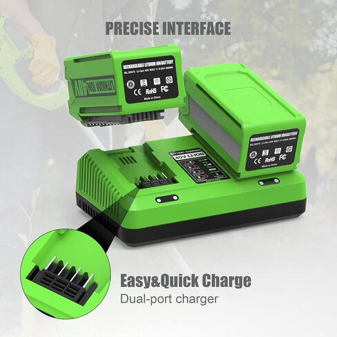 2-Port 40V بديل لشاحن بطارية Greenworks 40v متوافق مع 29482 29252 20202 22262 29472 29462 in Kuwait