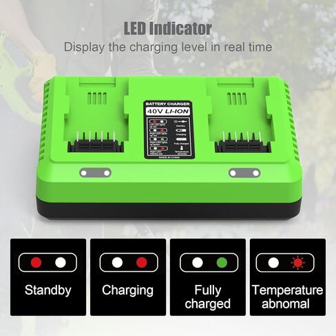 2-Port 40V بديل لشاحن بطارية Greenworks 40v متوافق مع 29482 29252 20202 22262 29472 29462 in Kuwait