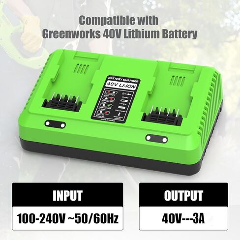 2-Port 40V بديل لشاحن بطارية Greenworks 40v متوافق مع 29482 29252 20202 22262 29472 29462 in Kuwait