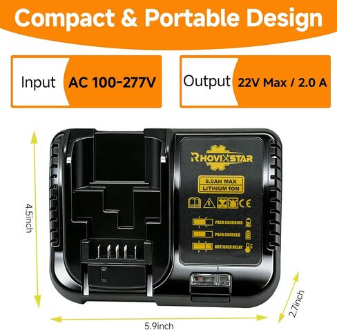 Battery Charger Replacement for Dewalt - Compatible with Dewalt 20V Max - 18V Lithium Battery DCB201 DCB182 etc, with LED Indicator & Overcharge Protection in Kuwait