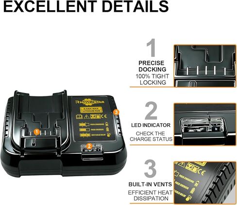 Battery Charger Replacement for Dewalt - Compatible with Dewalt 20V Max - 18V Lithium Battery DCB201 DCB182 etc, with LED Indicator & Overcharge Protection in Kuwait