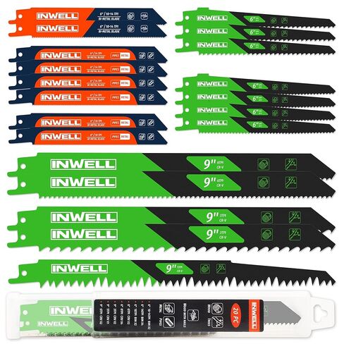 20-Piece Reciprocating Saw Blade Set, Professional Cutting Tool Kit for Tree Pruning, Metal Cutting and Common Materials in Homemade DIY Projects in Kuwait