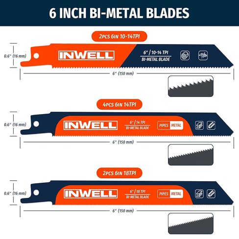 20-Piece Reciprocating Saw Blade Set, Professional Cutting Tool Kit for Tree Pruning, Metal Cutting and Common Materials in Homemade DIY Projects in Kuwait