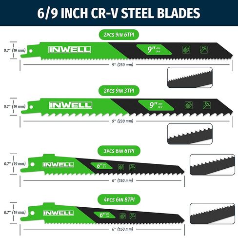 20-Piece Reciprocating Saw Blade Set, Professional Cutting Tool Kit for Tree Pruning, Metal Cutting and Common Materials in Homemade DIY Projects in Kuwait