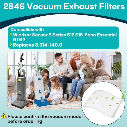 16-Pack 2846 Vacuum Exhaust Filters Compatible with Windsor Sensor S Series S12 S15 & Sebo Essential G1 G2 Upright Vacuums, Replaces 8.614-140.0 in Kuwait