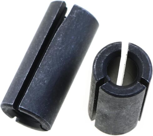 2-Piece 1/2 Inch to 1/4 Inch Router Collet Reducer Sleeve Tool Drill Bit - A3 Carbon Steel Black in Kuwait