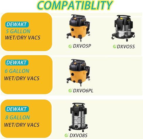 6 Pack DXVA19-4104 Vacuum Bags Replacement for dewelt 5-8 Gallon Wet/Dry Vacuum Compatible with DXV05P DXV06PL DXV08S, Disposable Shop Vac Bags, Dust Collection Bag Replacement in Kuwait