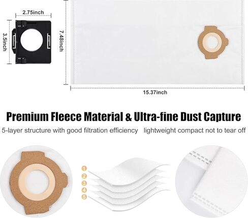 4 Pack Fleece Dust Bags For Milwaukee 0960-20 & 0970-20 Fuel And Fuel Wet/Dry PACKOUT Vacuum 49-90-2016 +2 Pack Attachable Bag in Kuwait