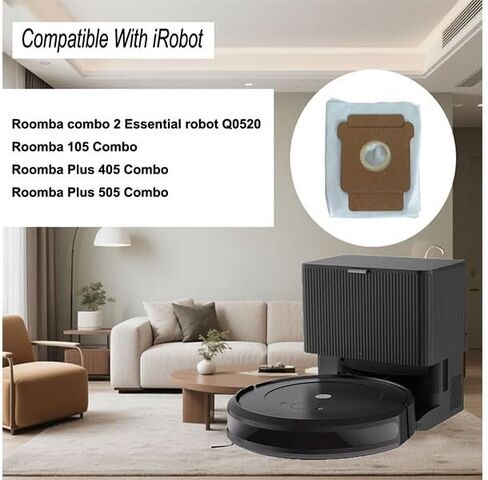 Q0520 Dust Bags Compatible with iRobot Roomba Vacuum 2 Essential Robot Q052, 105 Vac, 105 Combo, Plus 405 Combo, Plus 505 Combo, Max 705 Vac Vacuum Cleaner, Vacuum Bags Replacement Disposal Bag in Saudi Arabia