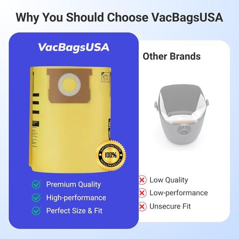 3 عبوات من أكياس الاستبدال عالية الكفاءة لـ Shop-Vac Type H، 90671، 9067100، 9067108، 9067111، 9067127، 9067133 - تصميم متين - VacBagsUSA. in Kuwait