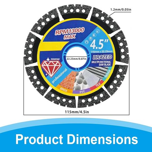 شفرات قطع الماس النحاسية شديدة التحمل مقاس 4.5 بوصة، 3 عبوات لمطحنة الزوايا، وأقراص متعددة الأغراض لبلاط السيراميك والبورسلين والحجر والزجاج والجرانيت in Kuwait
