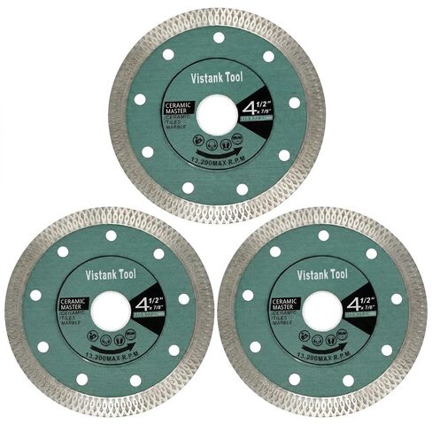 3-Pack 4.5 Inch Diamond Blade for Angle Grinder, 4 1/2 Inch Diamond Tile Blade for Porcelain Ceramic Granite Marble, Super Thin Chip-Free Smooth Dry Wet Cut Tile Cutting Disc, 7/8 Arbor in Kuwait