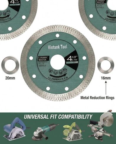3-Pack 4.5 Inch Diamond Blade for Angle Grinder, 4 1/2 Inch Diamond Tile Blade for Porcelain Ceramic Granite Marble, Super Thin Chip-Free Smooth Dry Wet Cut Tile Cutting Disc, 7/8 Arbor in Kuwait