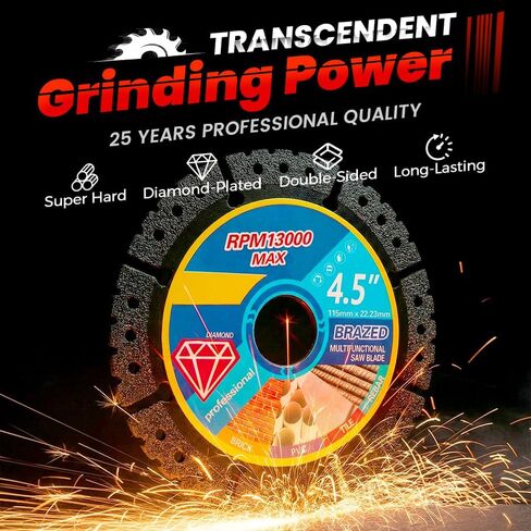 2 Pack 4.5" Multi-Purpose Saw Blades,2026 Upgrade Stainless Steel Welded Outer Diamond Sand for Cutting Tile, Marble, Quartz, Stone, Metal & Plastic, Wet or Dry Use in Kuwait