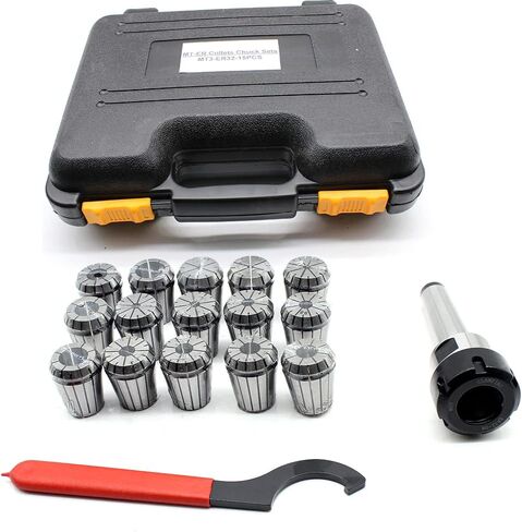 Collet Chuck Set, MT3 Shank ER32 3-20mm Router Bit Extension Collet with 15Pcs ER32 Spring Collet Set, Metal Milling Tool Holder for Milling Lathe Machine in Kuwait