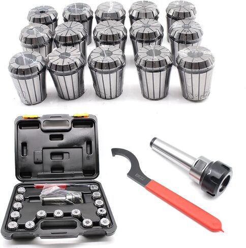 Collet Chuck Set, MT3 Shank ER32 3-20mm Router Bit Extension Collet with 15Pcs ER32 Spring Collet Set, Metal Milling Tool Holder for Milling Lathe Machine in Kuwait