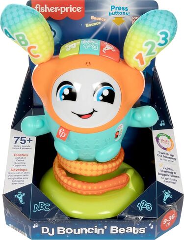 Fisher-Price Baby & Toddler Learning Toy DJ Bouncin’ Beats with Music Lights & Bouncing Action for Ages 9+ Months in Saudi Arabia