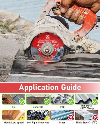 ZORUNNA 4-1/2" Diamond Multi Purpose Saw Blade, 2 Pack Indestructible Disc for Grinder (7/8" Arbor), All-in-One Wheel for Tile, Granite, Concrete, PVC & Thin Metal. in Saudi Arabia