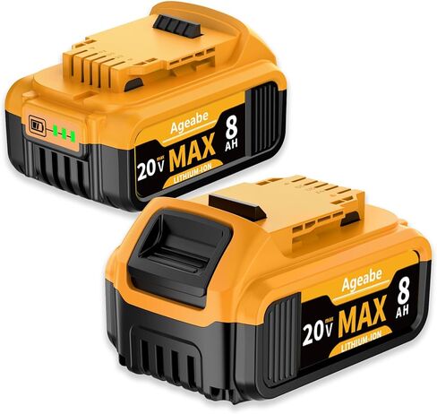 بطارية 20 فولت بحد أقصى 8000 مللي أمبير في الساعة متوافقة مع أدوات وشواحن Dewalt DCB208 DCB207 DCB204 DCB203 DCB201 DCB200 2 حزم in Kuwait