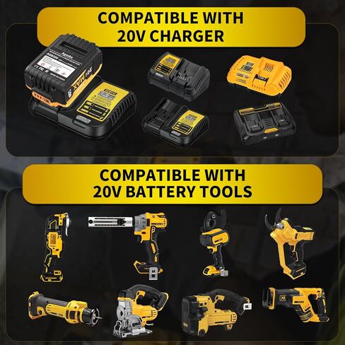 بطارية 20 فولت بحد أقصى 8000 مللي أمبير في الساعة متوافقة مع أدوات وشواحن Dewalt DCB208 DCB207 DCB204 DCB203 DCB201 DCB200 2 حزم in Kuwait