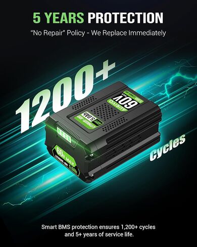 5.0Ah Battery Replacement for Greenworks 60V Battery, 300Wh 1200+ Cycles, Fits 75+ Greenworks 60V Tools Lawn Mower Blower Trimmer Ebike LB605 Battery in Kuwait