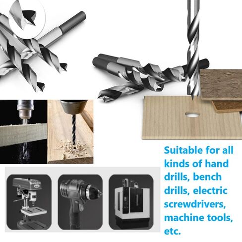 Brad Point Wood Drill Bit Set 10 pcs Professional Wood Twist Drill Bits (1/8" - 1/2") 3-12 mm for Plywood Plastic Woodworking DIY in Kuwait