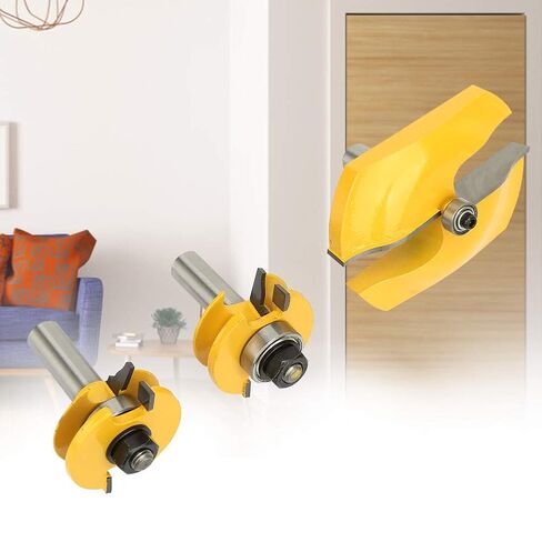 Jeanoko Ogee Raised Panel & Ogee Rail Stile Router Bit Set 3pcs Durable Woodwork Milling Cutter for Professional Carpentry - Suitable for Solid Wood, MDF, Plywood - 1/2" Shank in Kuwait