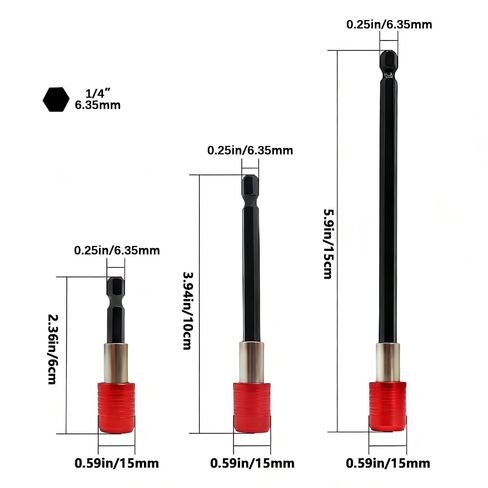 3Pcs Magnetic Drill Bit Holders - Quick Release Hex Shank Extension Bars for Power Tools, Screwdrivers, and Drill Bits in Kuwait